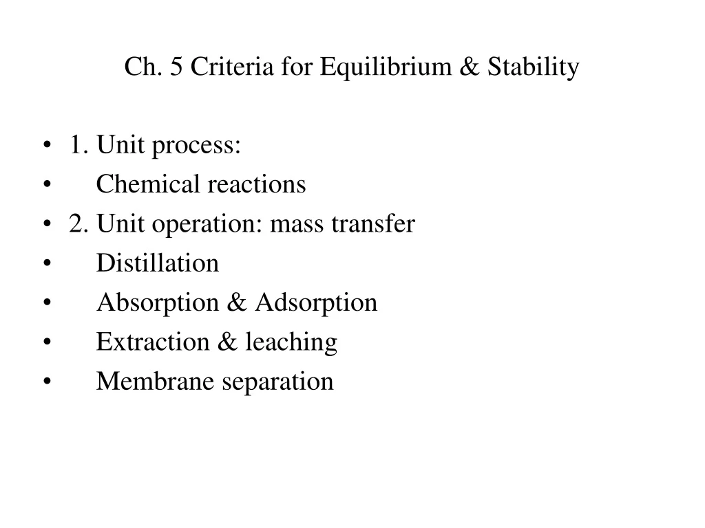 ch 5 criteria for equilibrium stability