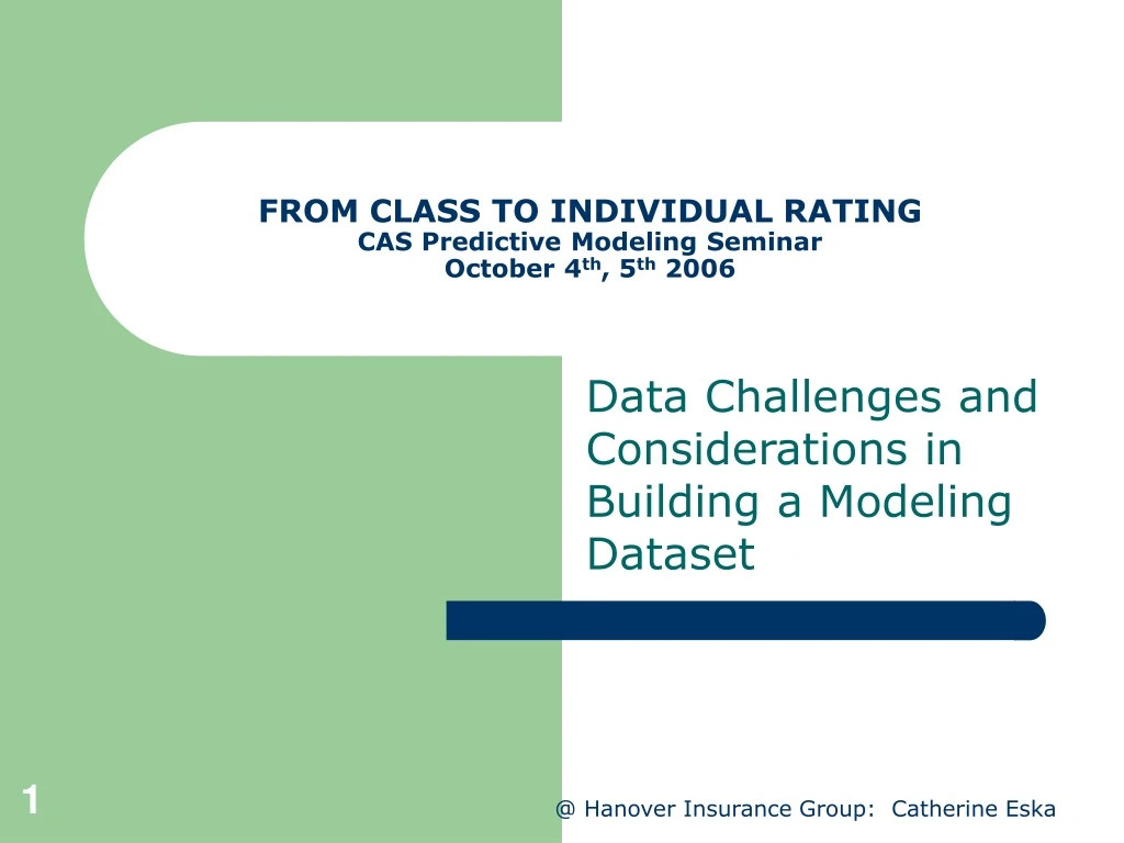from class to individual rating cas predictive modeling seminar october 4 th 5 th 2006
