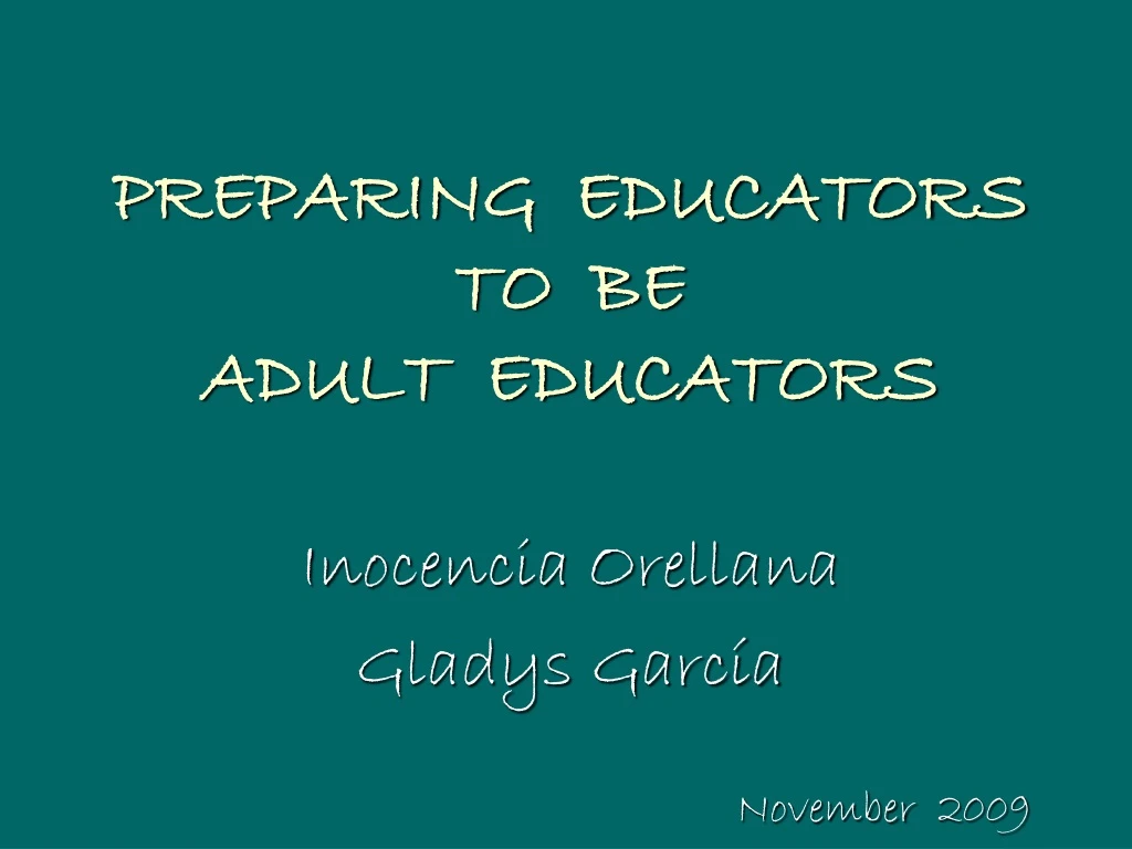 preparing educators to be adult educators