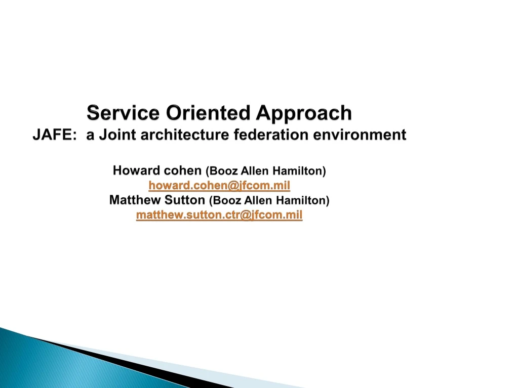 service oriented approach jafe a joint