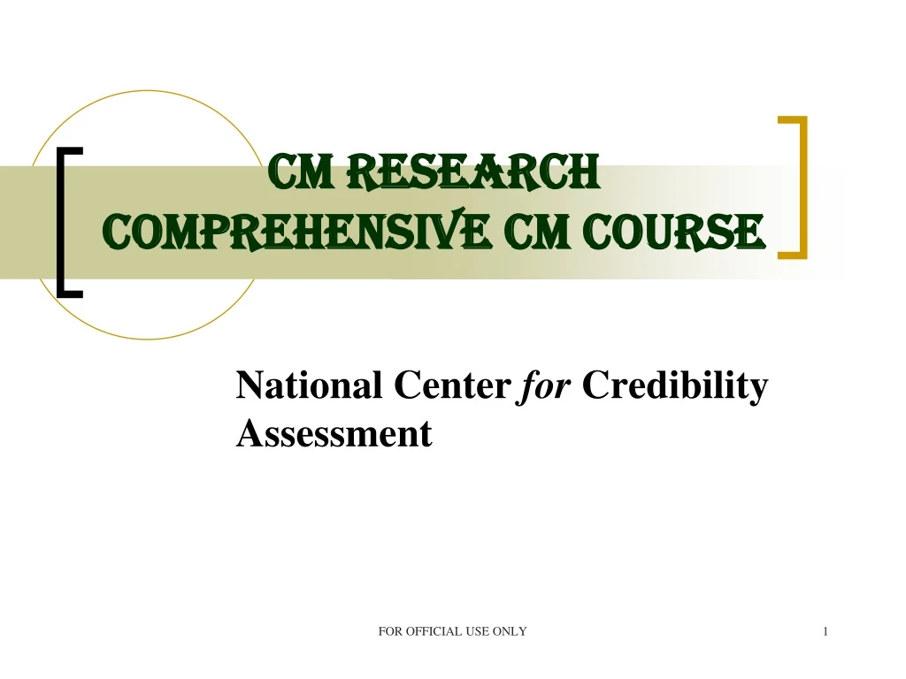 cm research comprehensive cm course