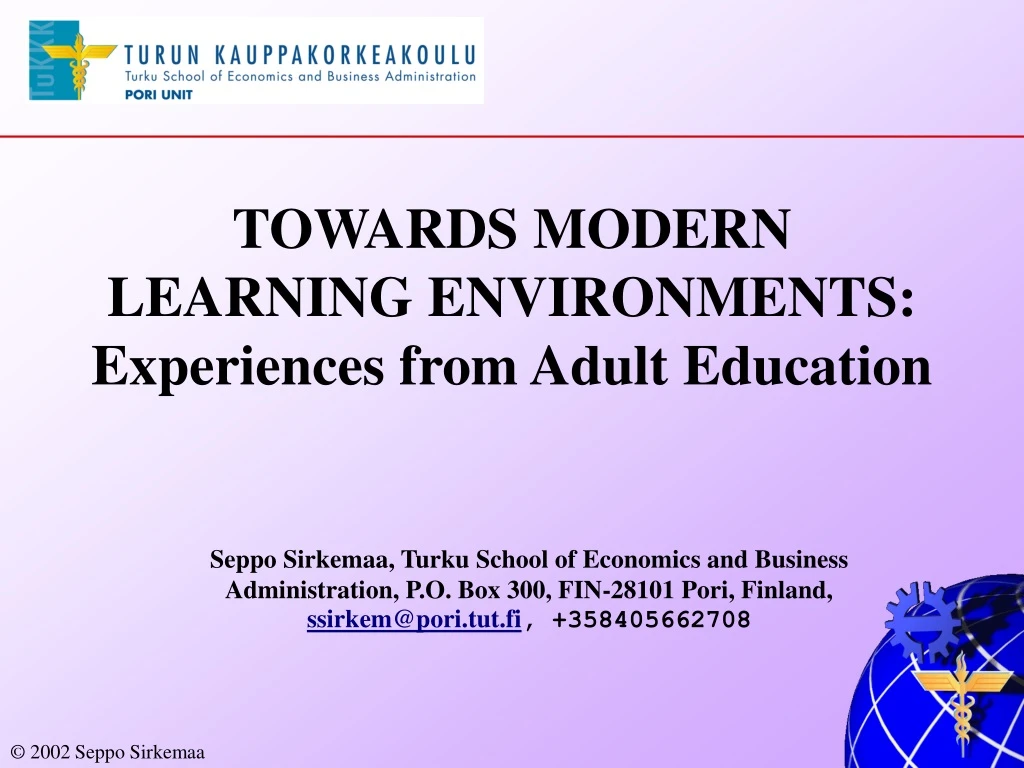 towards modern learning environments experiences from adult education
