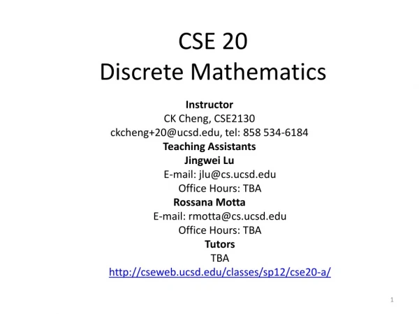 CSE 20 Discrete Mathematics