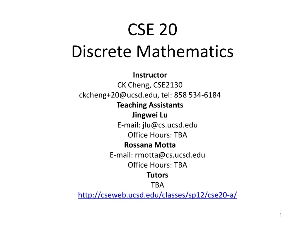 cse 20 discrete mathematics
