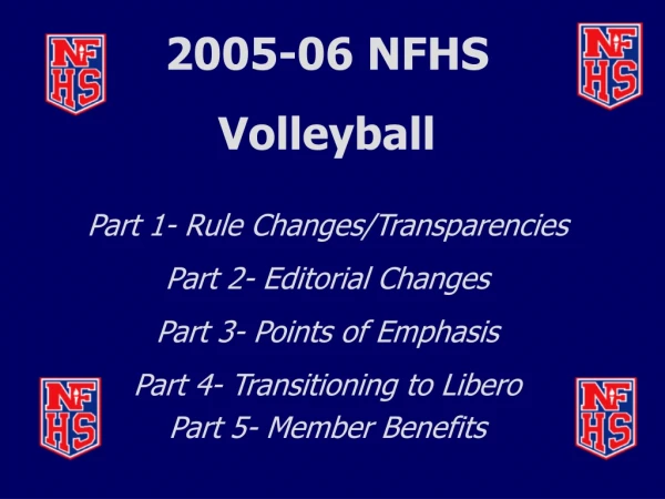 2005-06 NFHS  Volleyball Part 1- Rule Changes/Transparencies Part 2- Editorial Changes