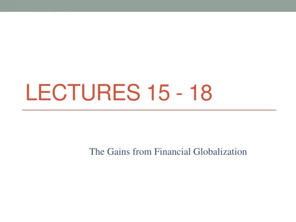 Lectures 15  - 18