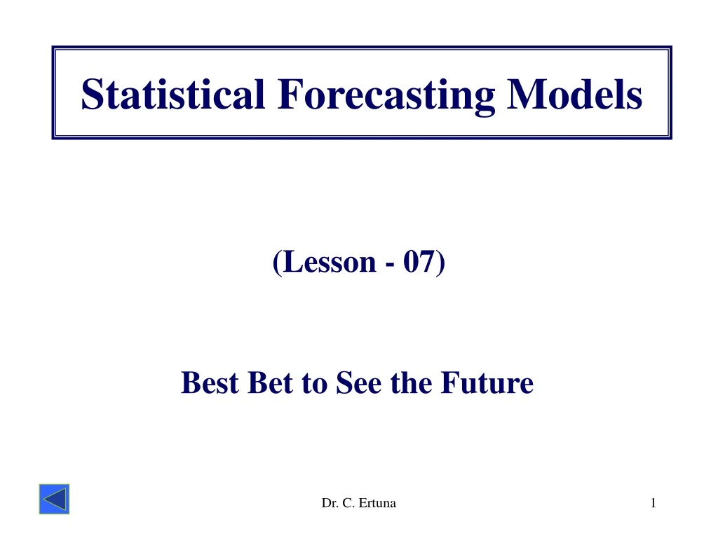 statistical forecasting models