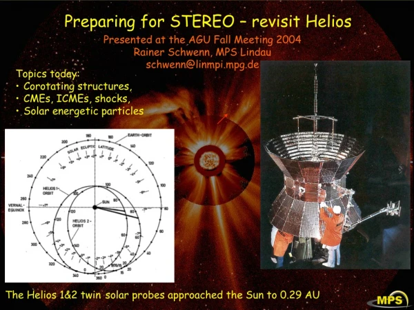 Preparing for STEREO – revisit Helios