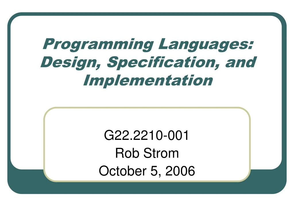 programming languages design specification and implementation