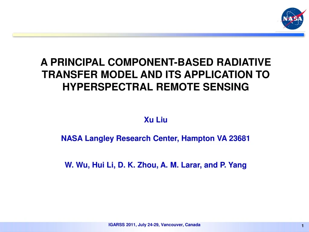 a principal component based radiative transfer