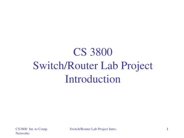 CS 3800  Switch/Router Lab Project Introduction