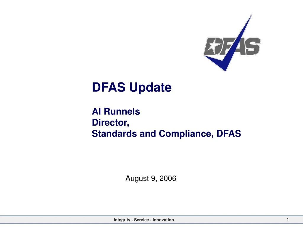 dfas update al runnels director standards and compliance dfas