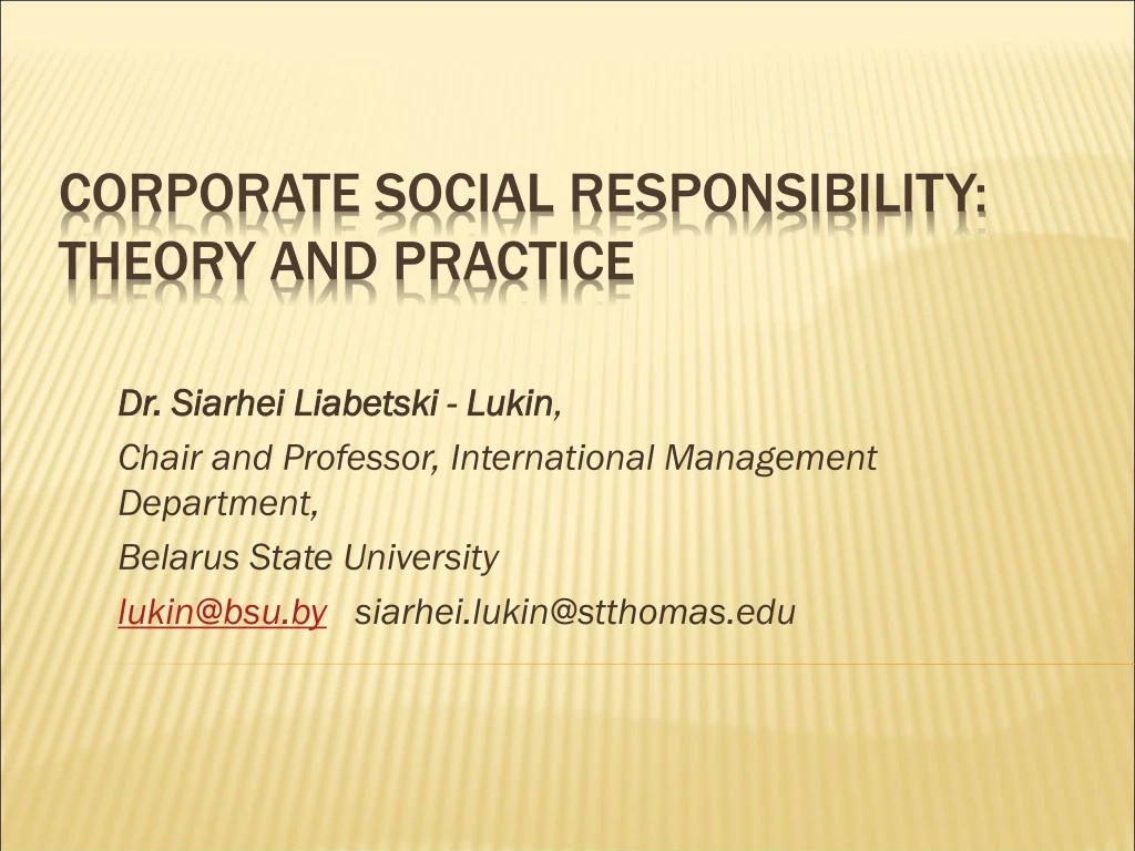 corporate social responsibility theory and practice