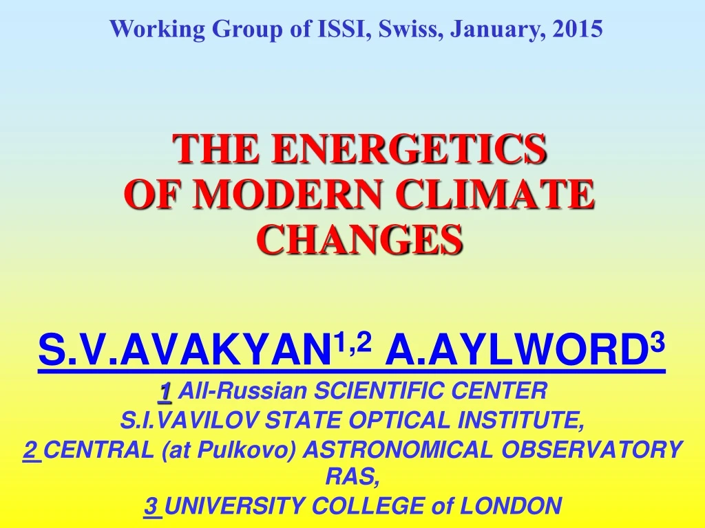 the energetics of modern climate changes