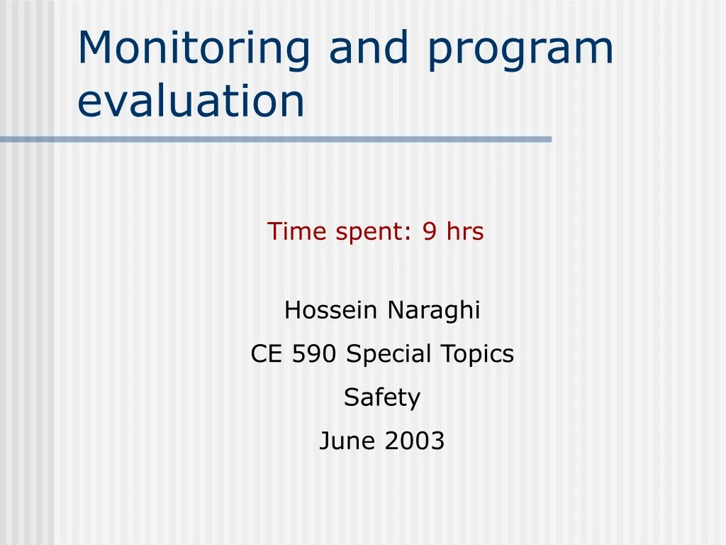 monitoring and program evaluation