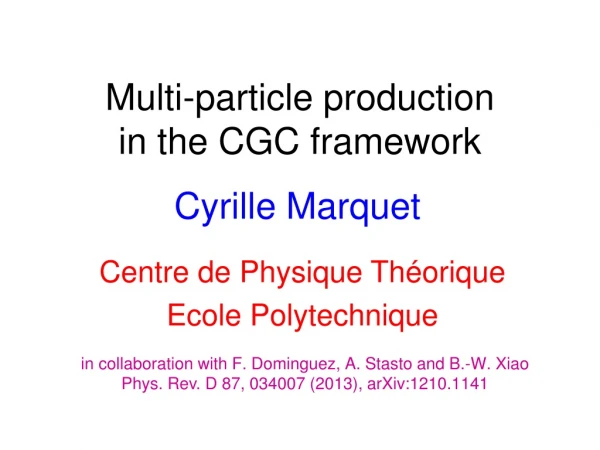 Multi-particle production in the CGC framework