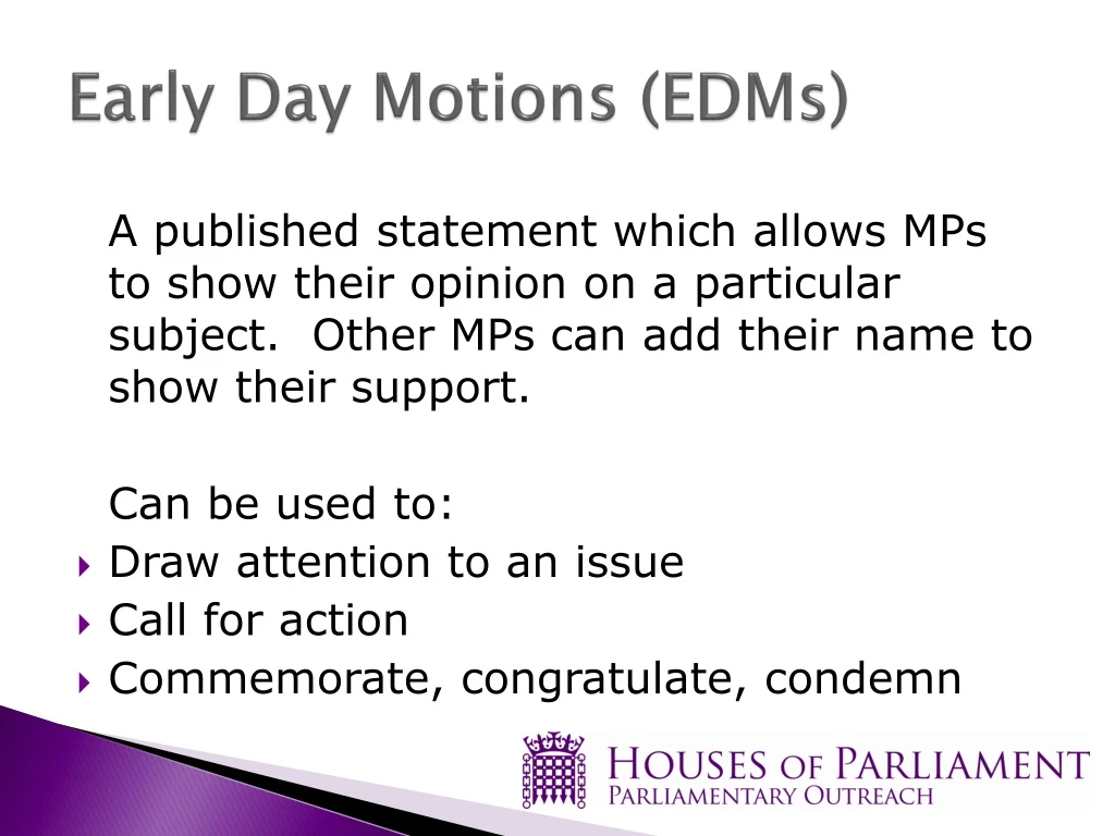 early day motions edms