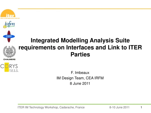 Integrated Modelling Analysis Suite requirements on Interfaces and Link to ITER Parties