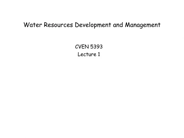 Water Resources Development and Management