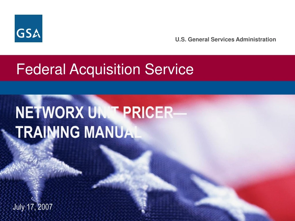 networx unit pricer training manual