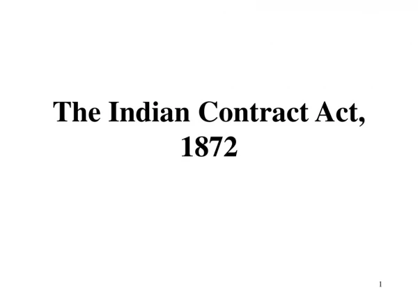 The Indian Contract Act, 1872