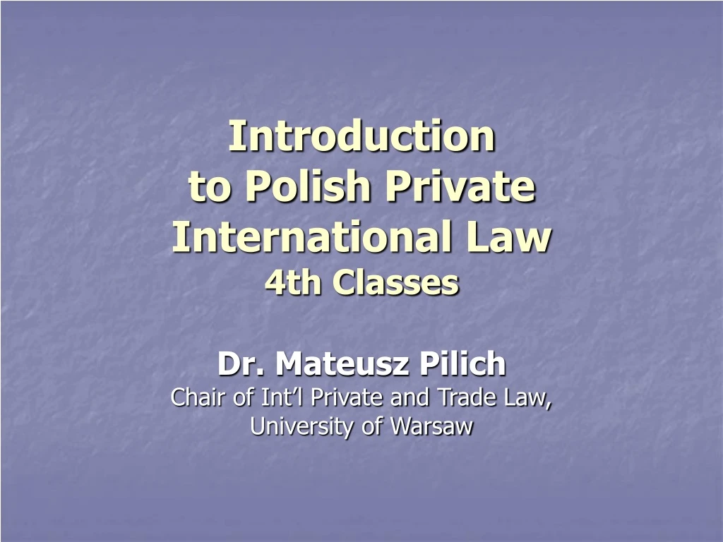 introduction to polish private international law 4th classes