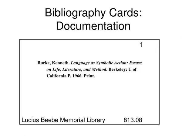 Bibliography Cards: Documentation