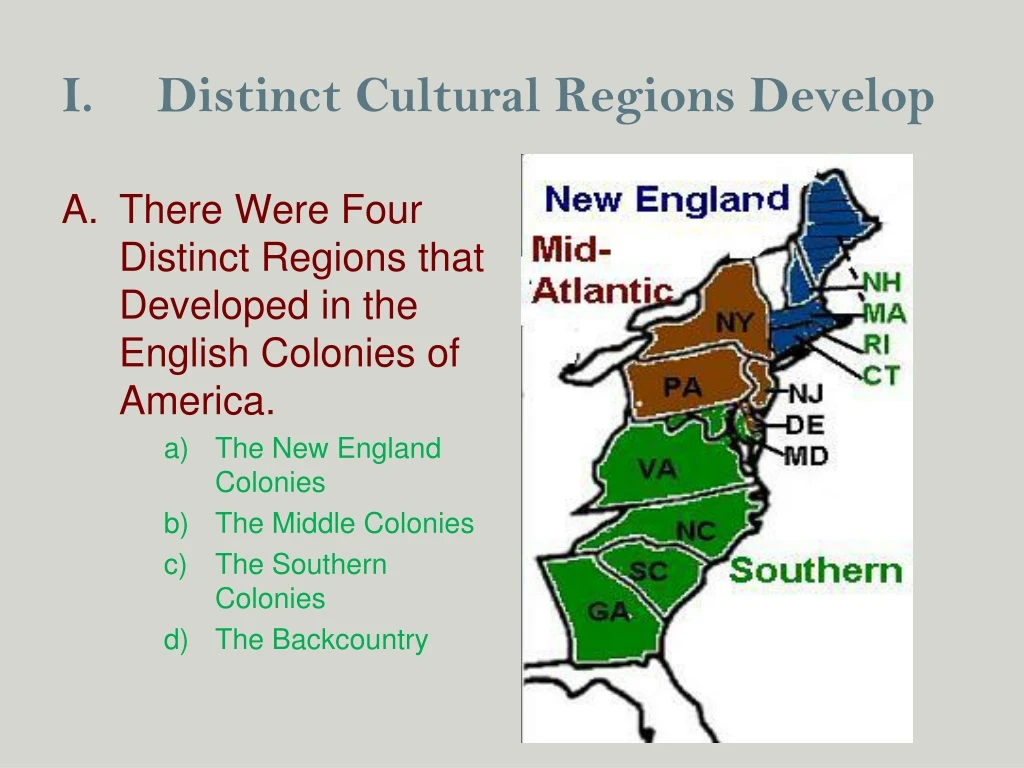 distinct cultural regions develop