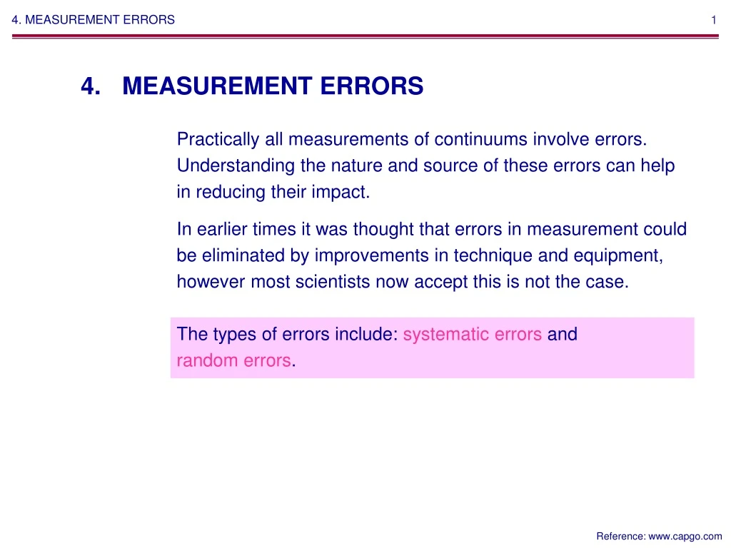 the types of errors include systematic errors