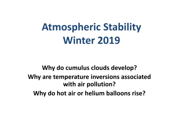 Atmospheric Stability Winter 2019