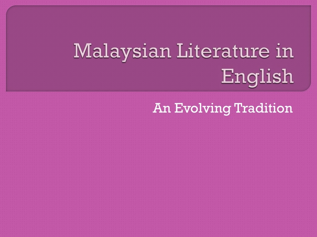 malaysian literature in english