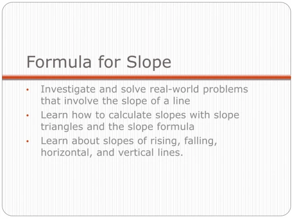 Formula for Slope