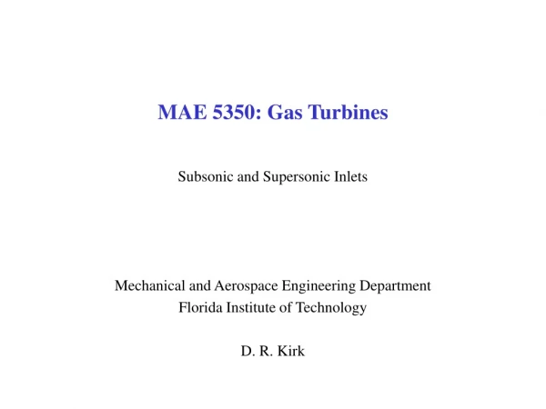 MAE 5350: Gas Turbines