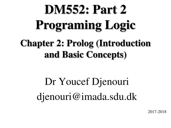 Chapter  2 : Prolog (Introduction and Basic Concepts)