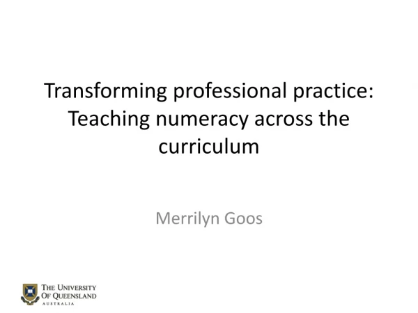 Transforming professional practice: Teaching numeracy across the curriculum