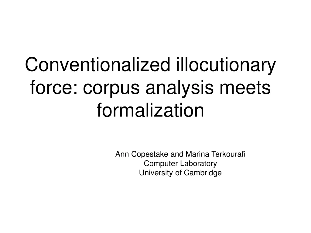 conventionalized illocutionary force corpus analysis meets formalization