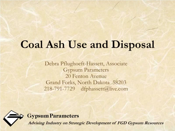 Coal Ash Use and Disposal