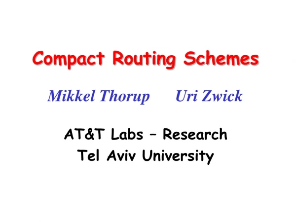 Compact Routing Schemes