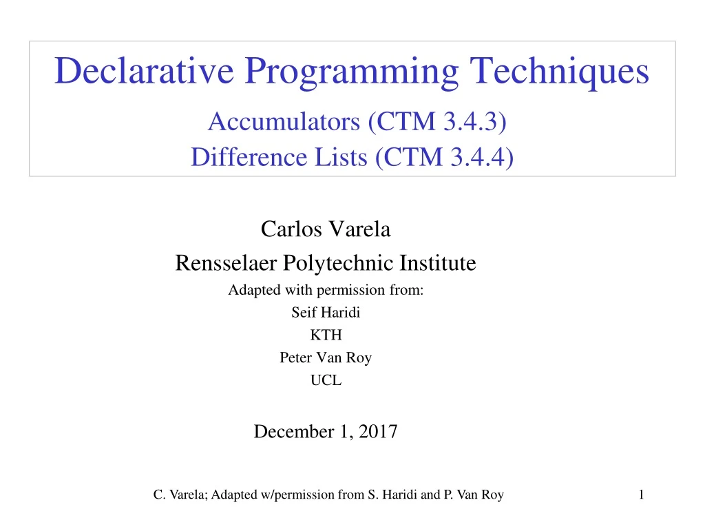 declarative programming techniques accumulators ctm 3 4 3 difference lists ctm 3 4 4