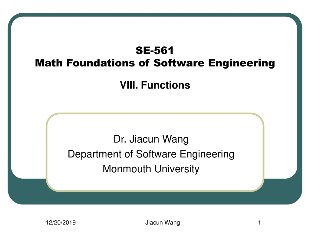 se 561 math foundations of software engineering viii functions