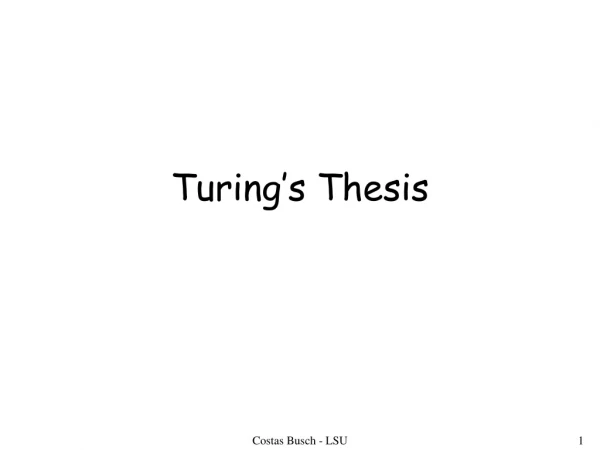 Turing’s Thesis