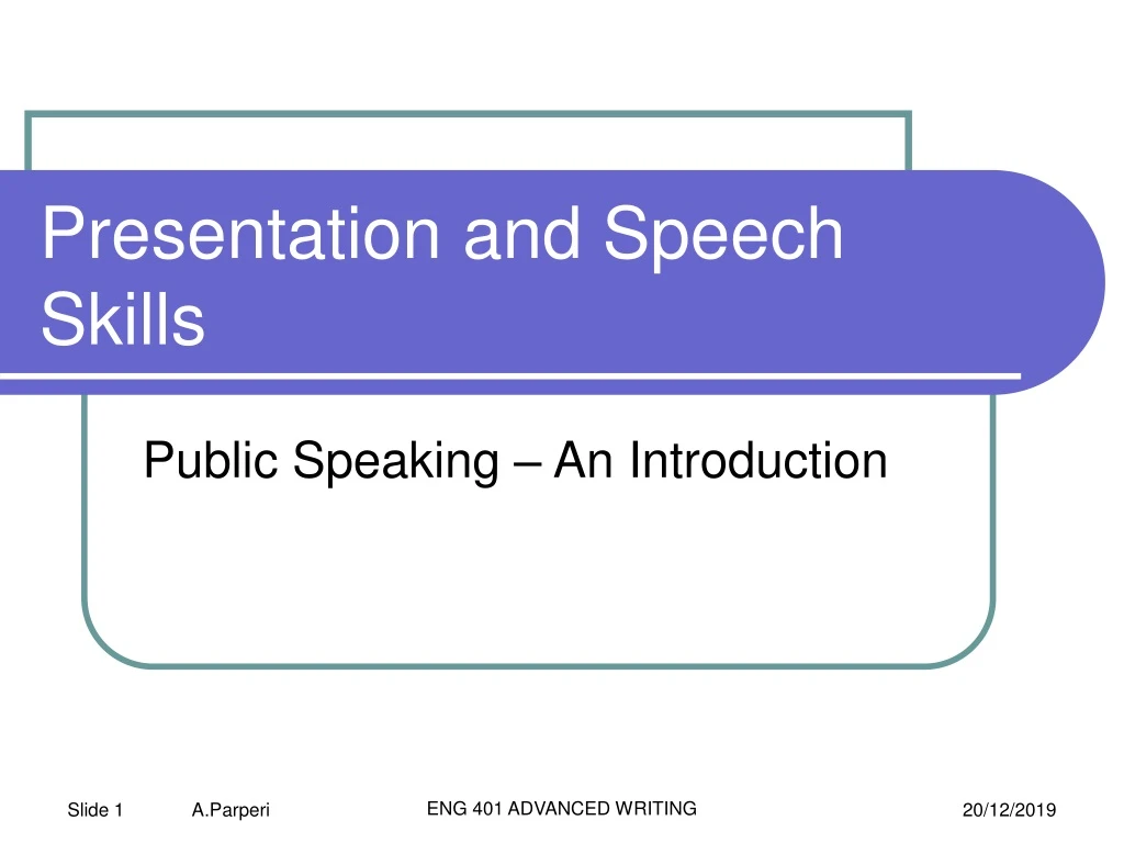 presentation and speech skills