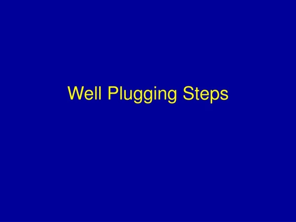 Well Plugging Steps