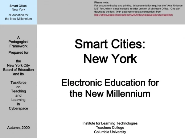 Smart Cities: New York Electronic Education for  the New Millennium
