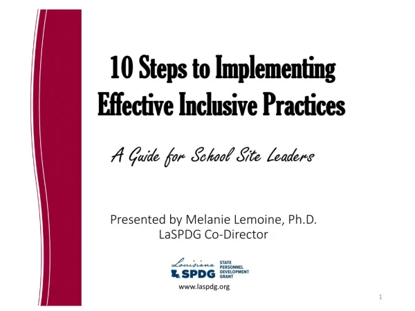 Presented by  Melanie Lemoine, Ph.D. LaSPDG  Co-Director