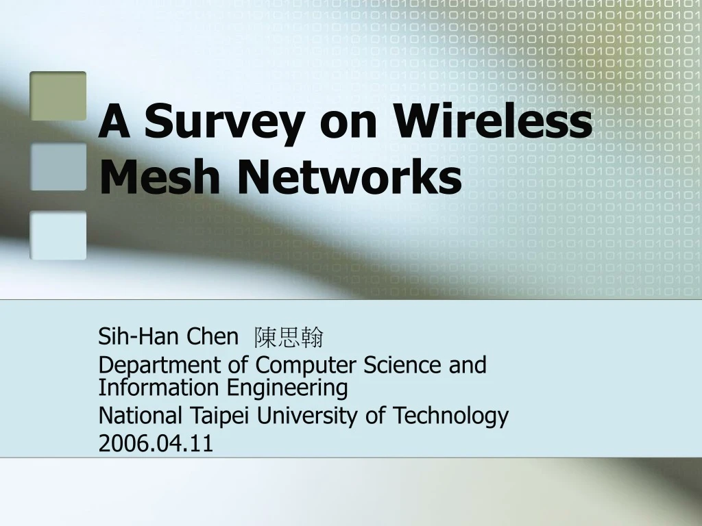 a survey on wireless mesh networks