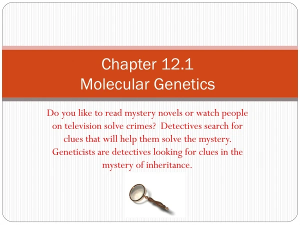 Chapter 12.1 Molecular Genetics