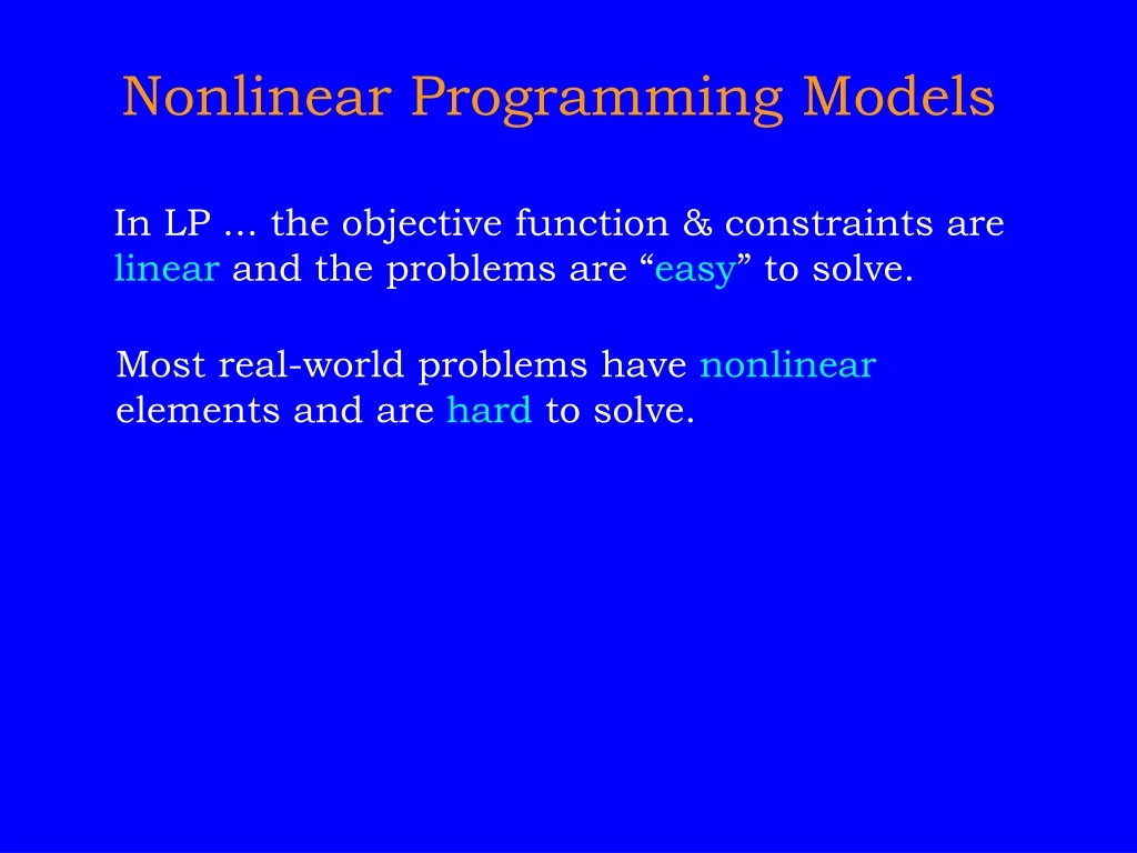 nonlinear programming models