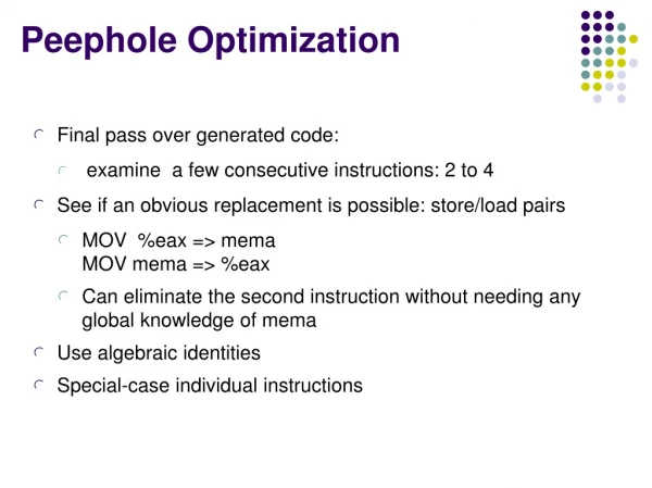 Peephole Optimization