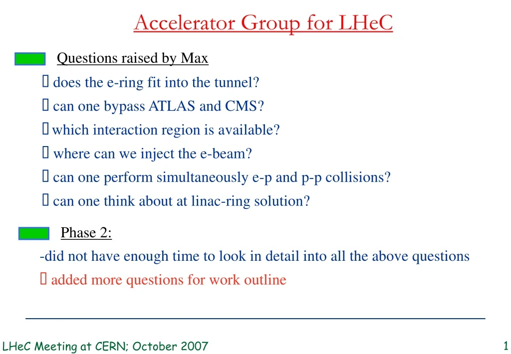 accelerator group for lhec
